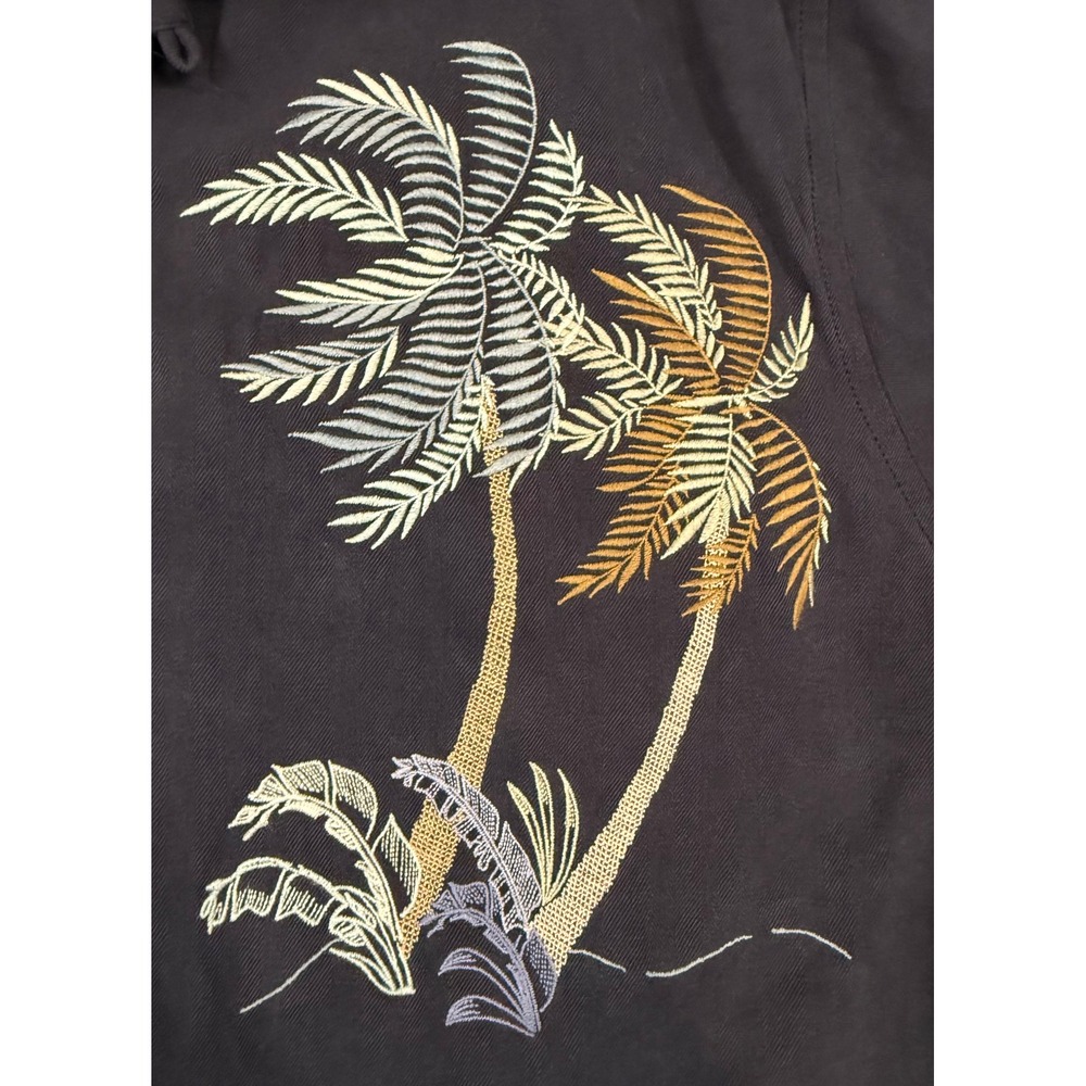 Tommy Bahama Mens XL Navy Silk Camp Shirt Embroidered Palm Tree - Picture 6 of 8